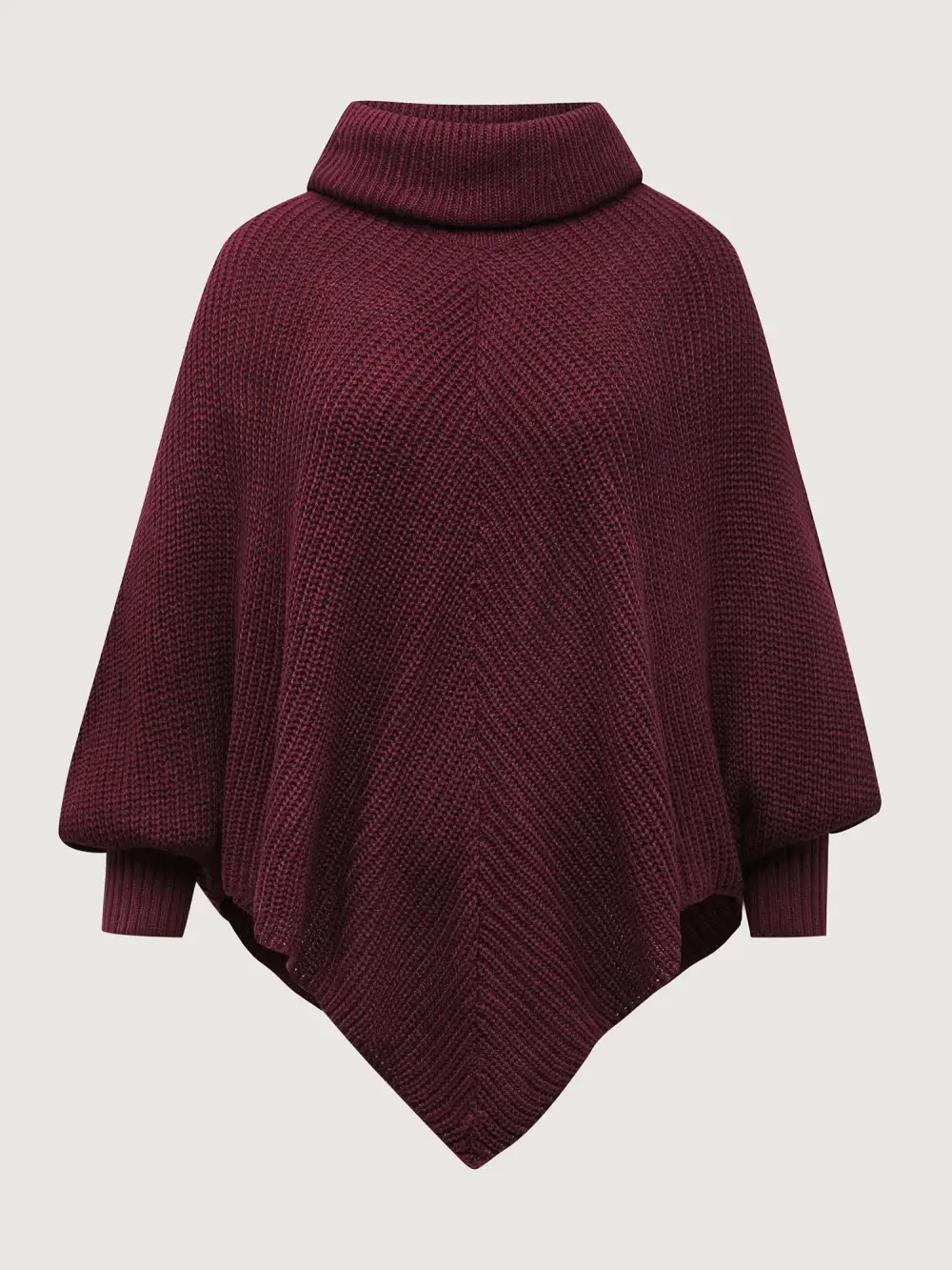 Turtle Neck Batwing Sleeve Asymmetrical Hem Pullover