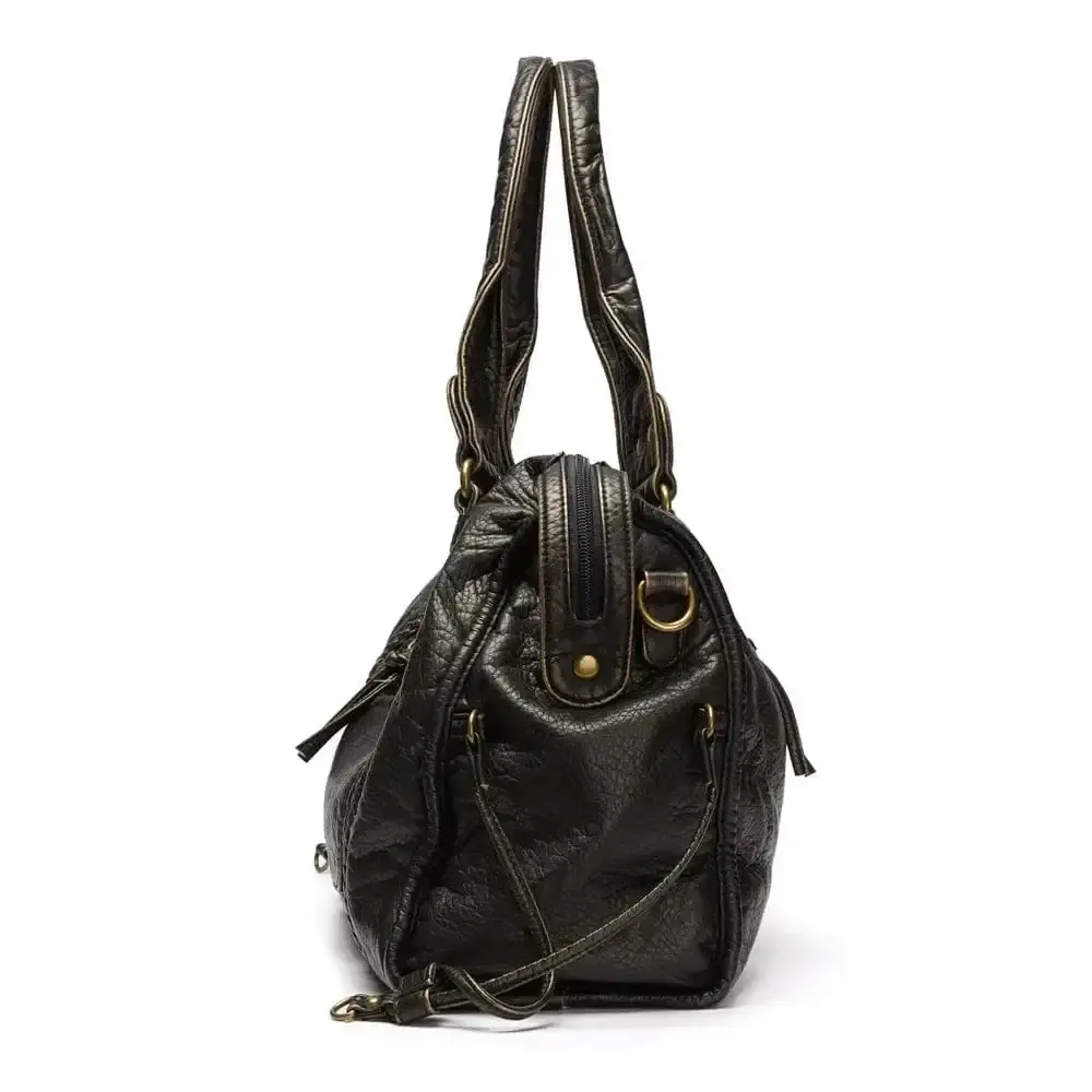 Stylish Vintage Black Leather Handbag