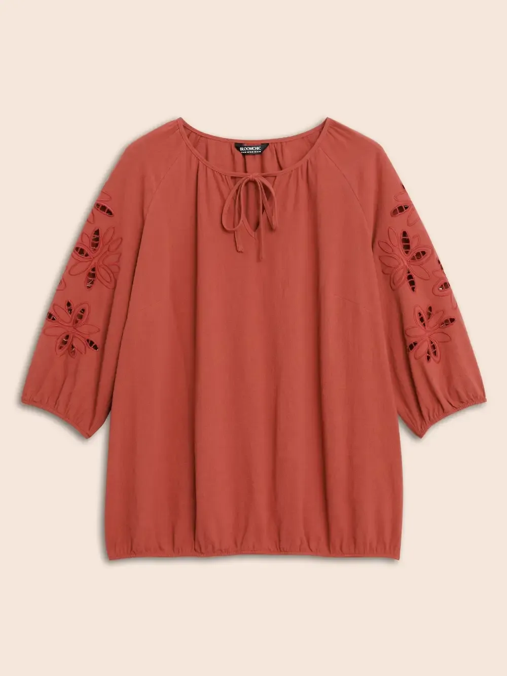 Broderie Anglaise Gathered Tie Knot Blouse