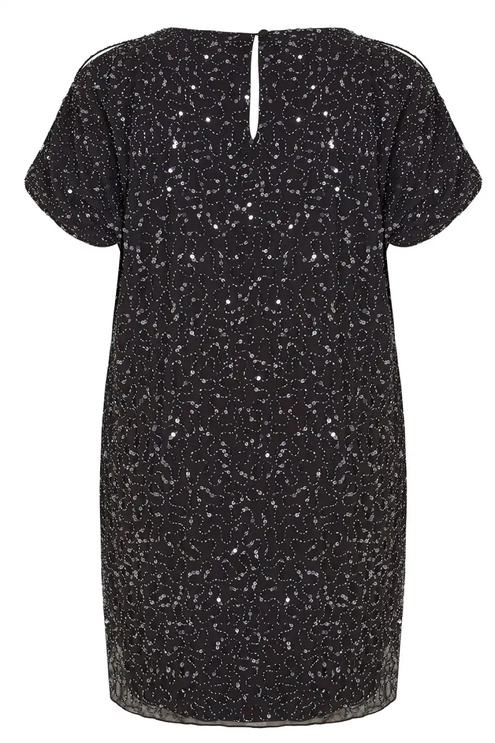 LUXE Curve Teal Green Sequin Hand Embellished Cape Dress
