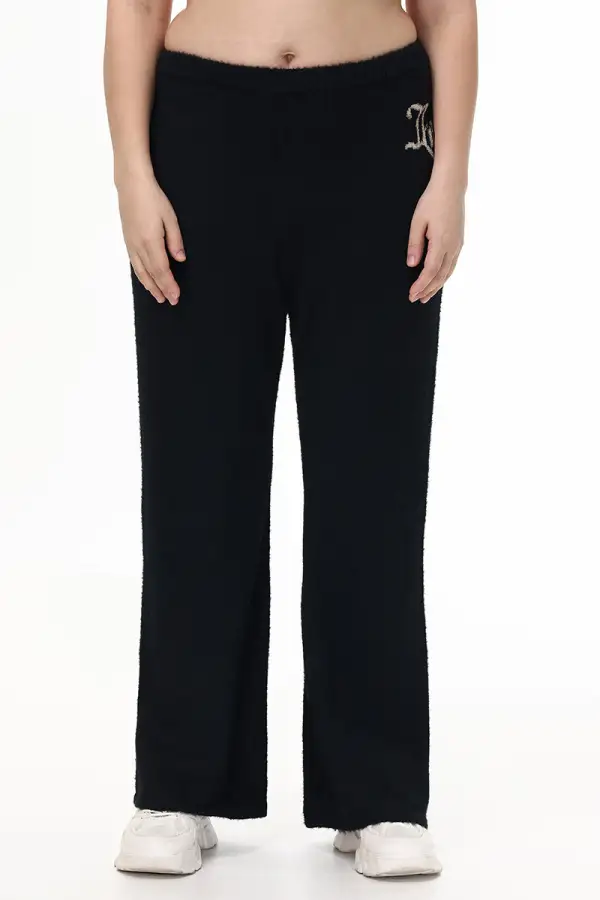 Plus-Size Metallic Eyelash Flared Pant