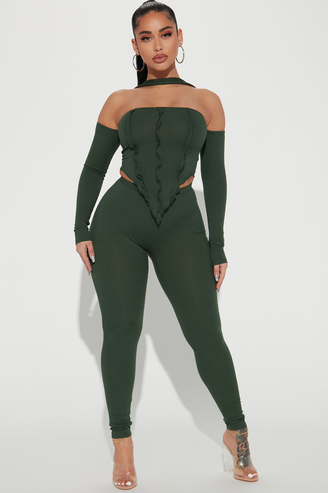 Off For The Night Legging Set  - Olive