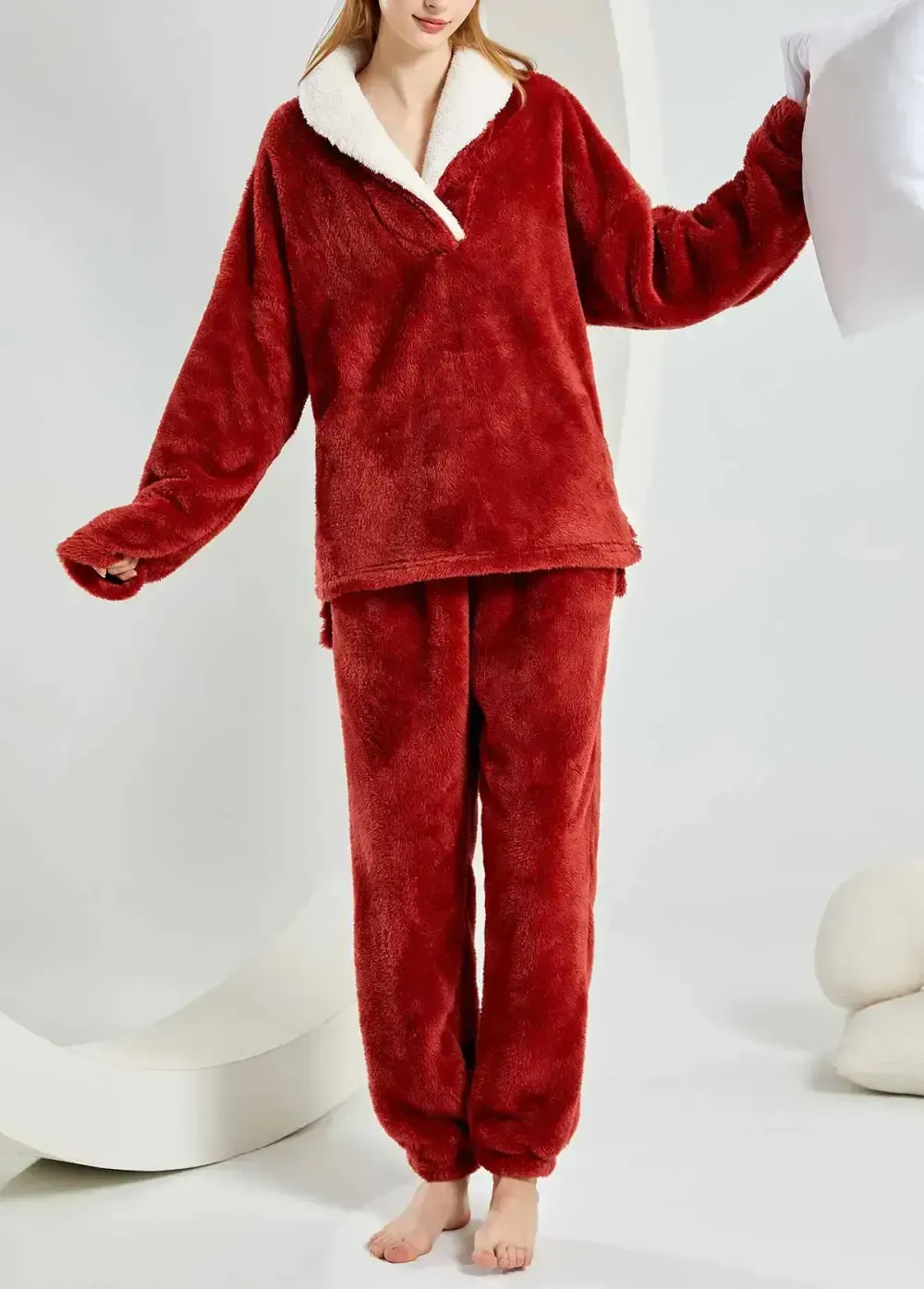 Wine Red Long Sleeve Lounge Top and Pants