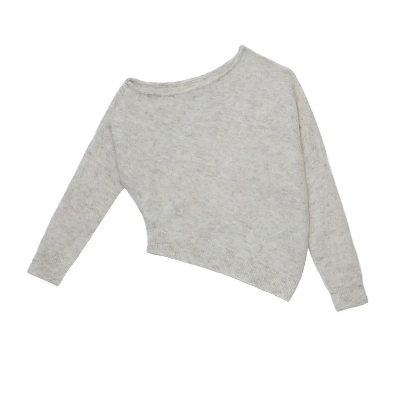 Mohair Off-shoulder Irregular Sweater