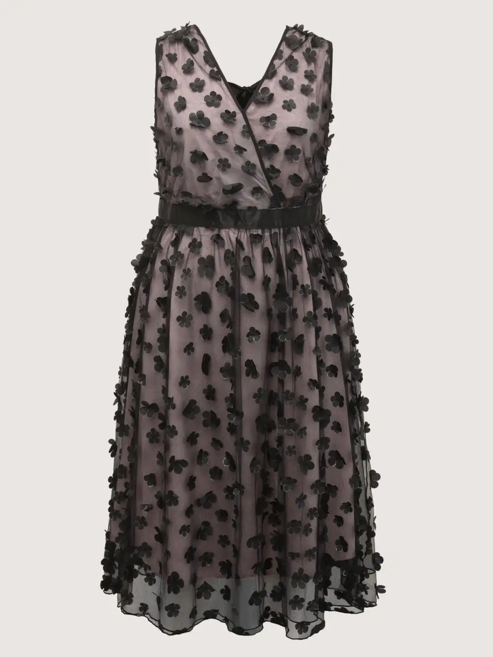 3D Floral Back-Tie Sheer Midi Dress