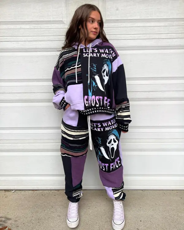 Purple 2 piece set tops and bottoms how perfect and cozy piece for your Halloween day