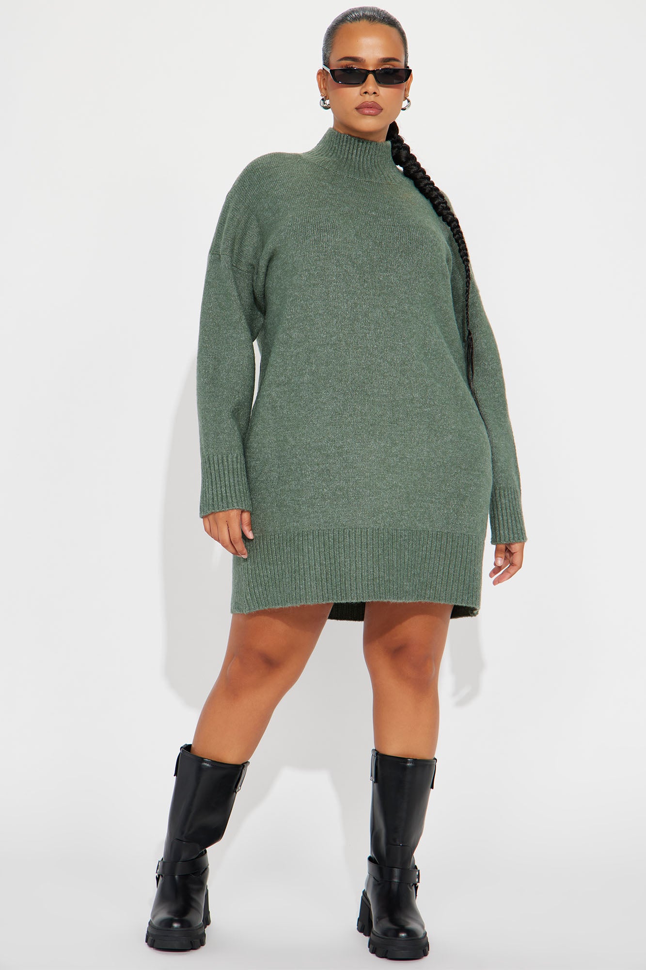 Manhattan Sweater Mini Dress - Green