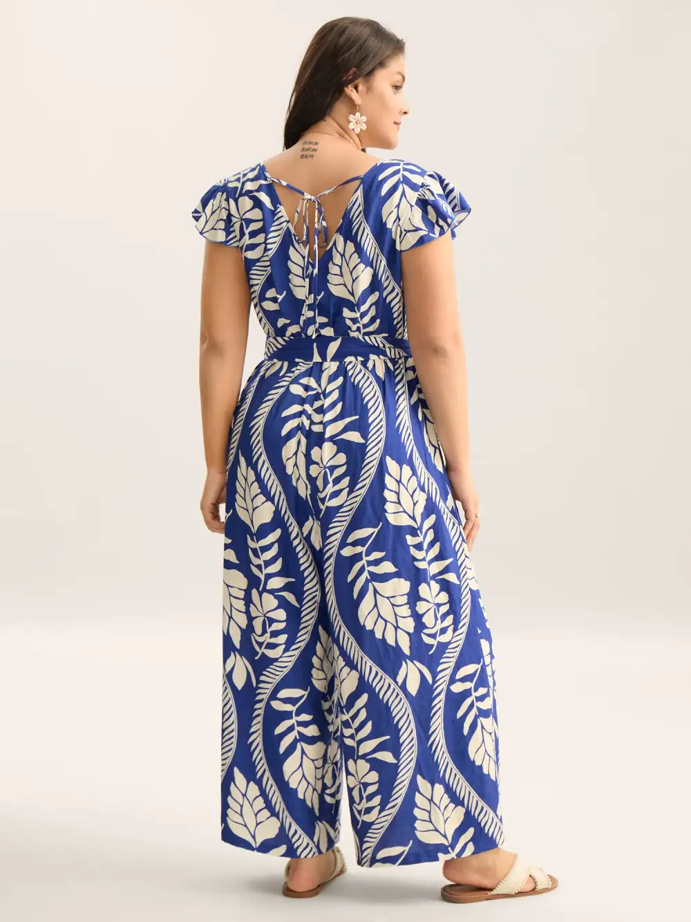 Large Floral Print Pockets Jumpsuit