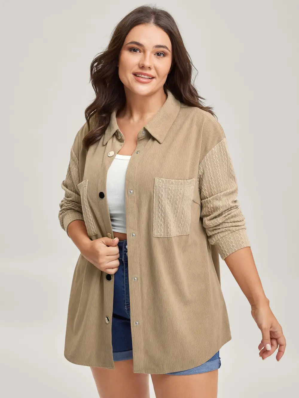 High-Low Hem Color Contrast Jacket