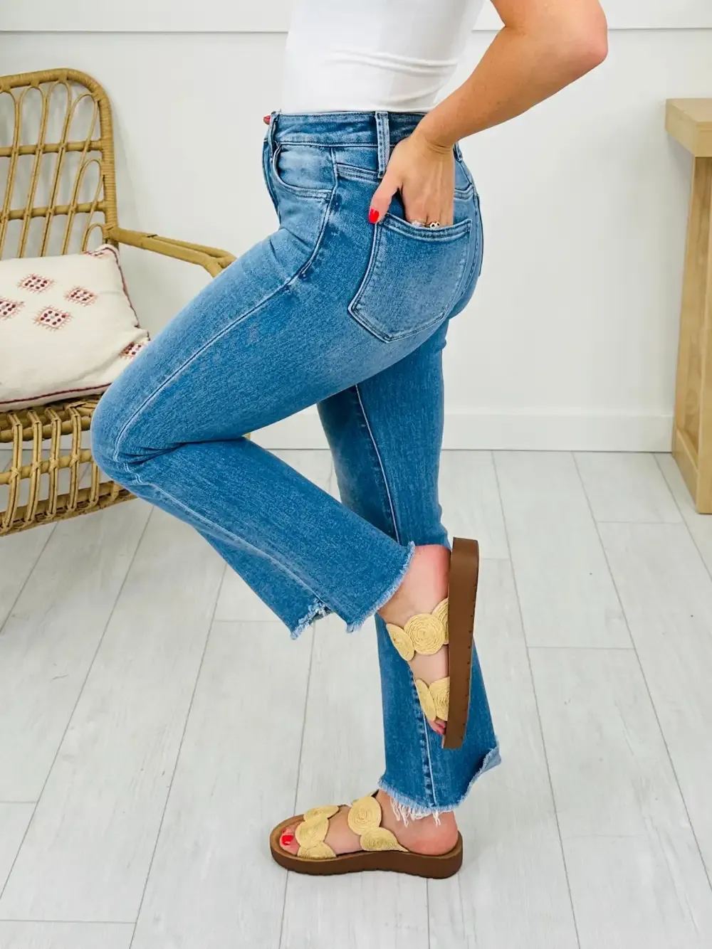 Severely Soft Tummy Control Cropped Kick Flare Jeans