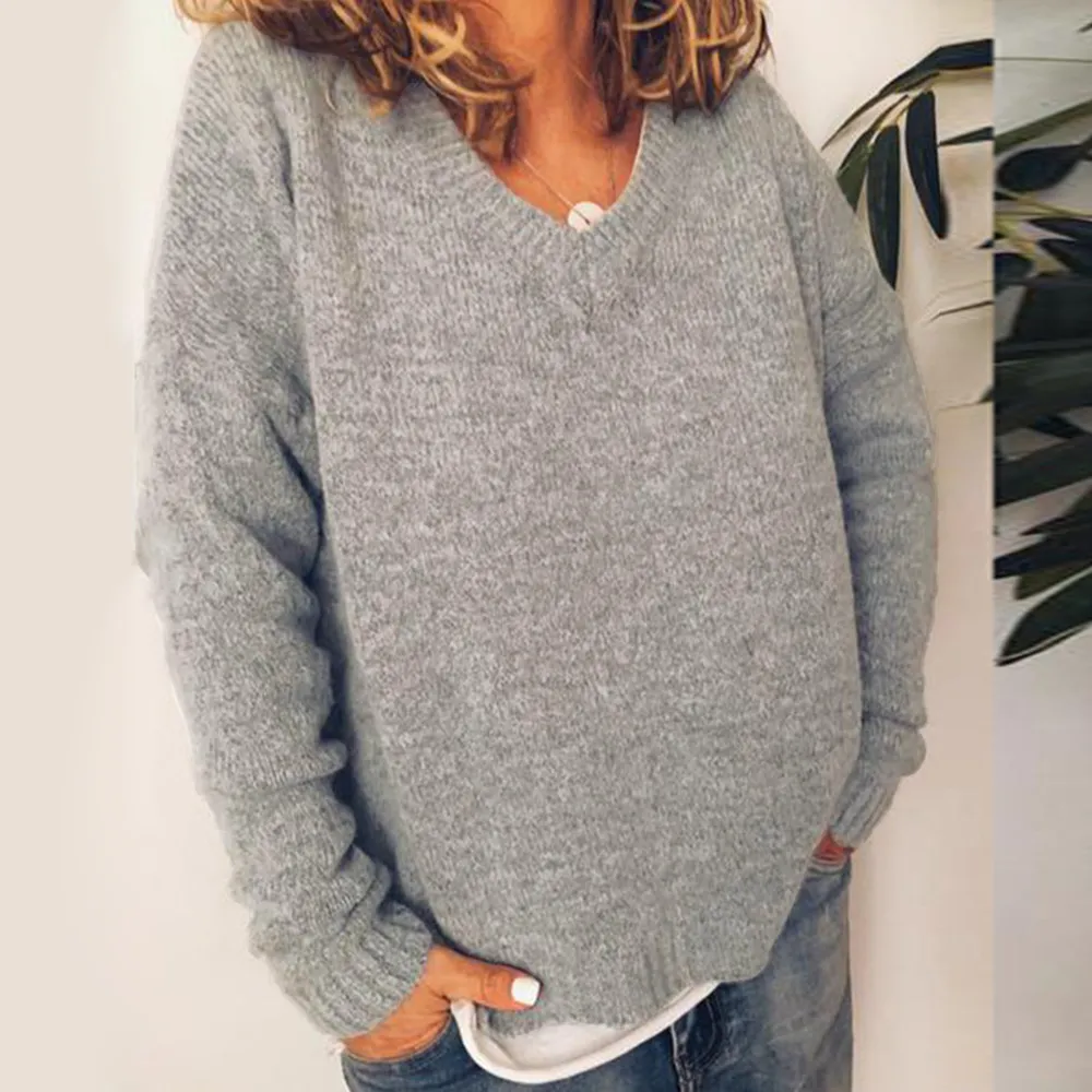 Vintage V Neck Casual Comfy Knitwear