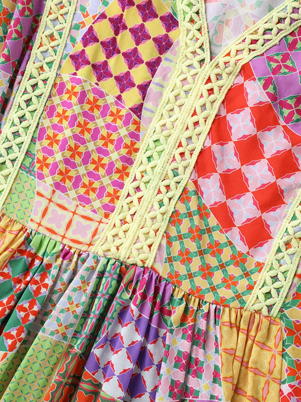 Vibrant Collage Print Babydoll Top