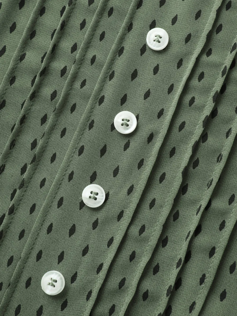 Polka Dots Pin Tuck Button Detail Blouse