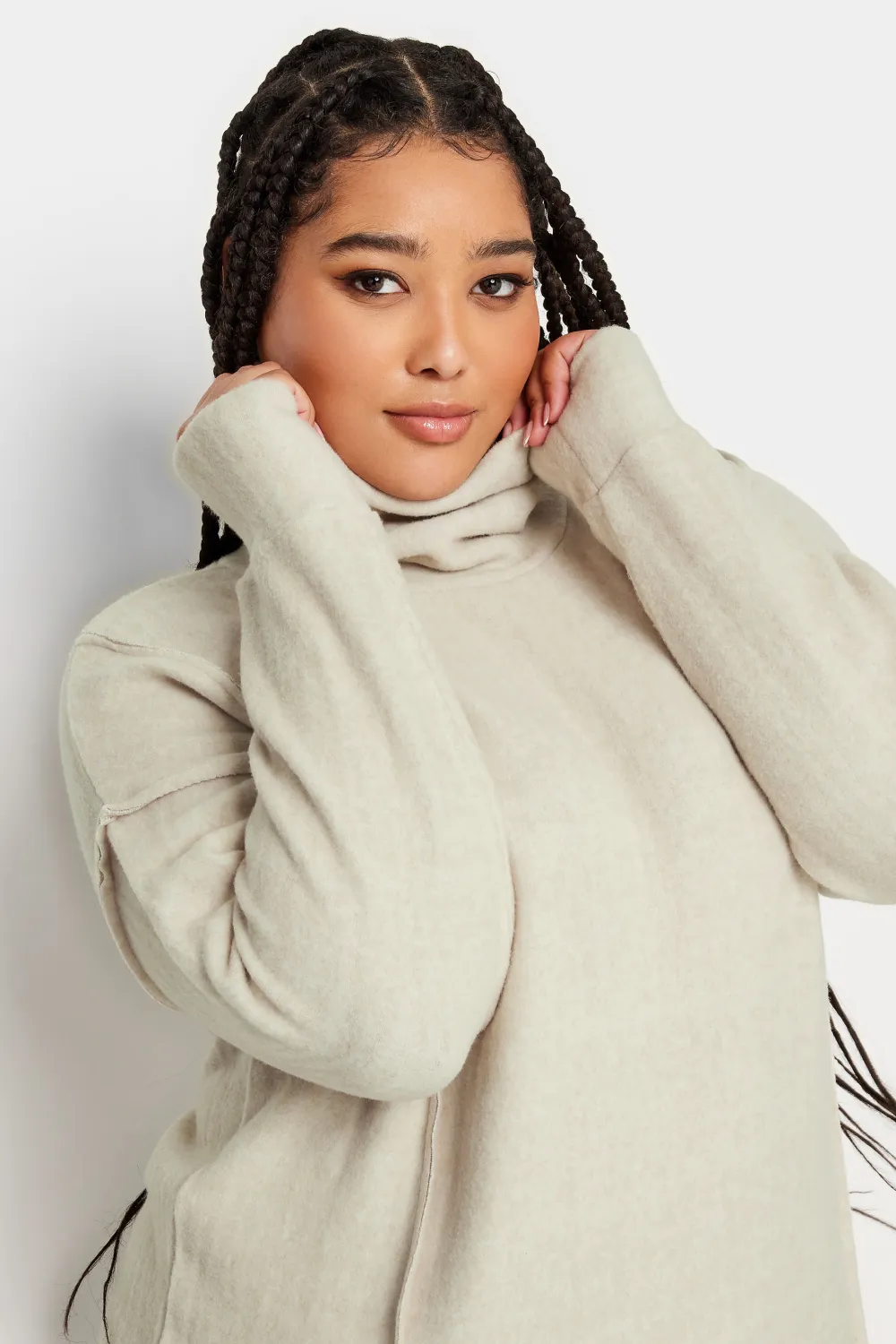 YOURS LUXURY Curve Grey Soft Touch Turtle Neck Jumper