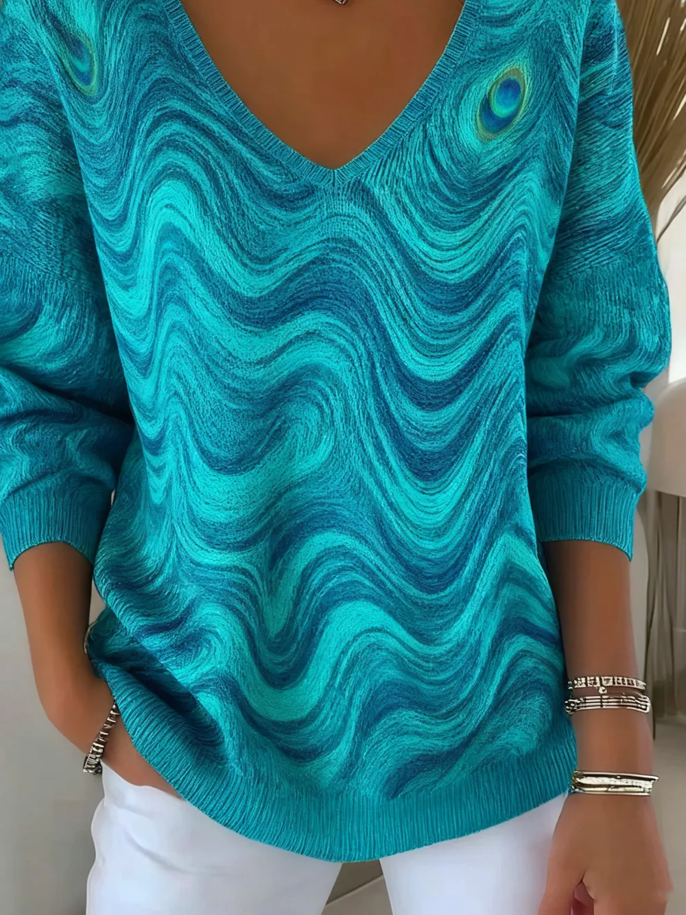 Casual Regular Fit Cotton Ombre Sweater