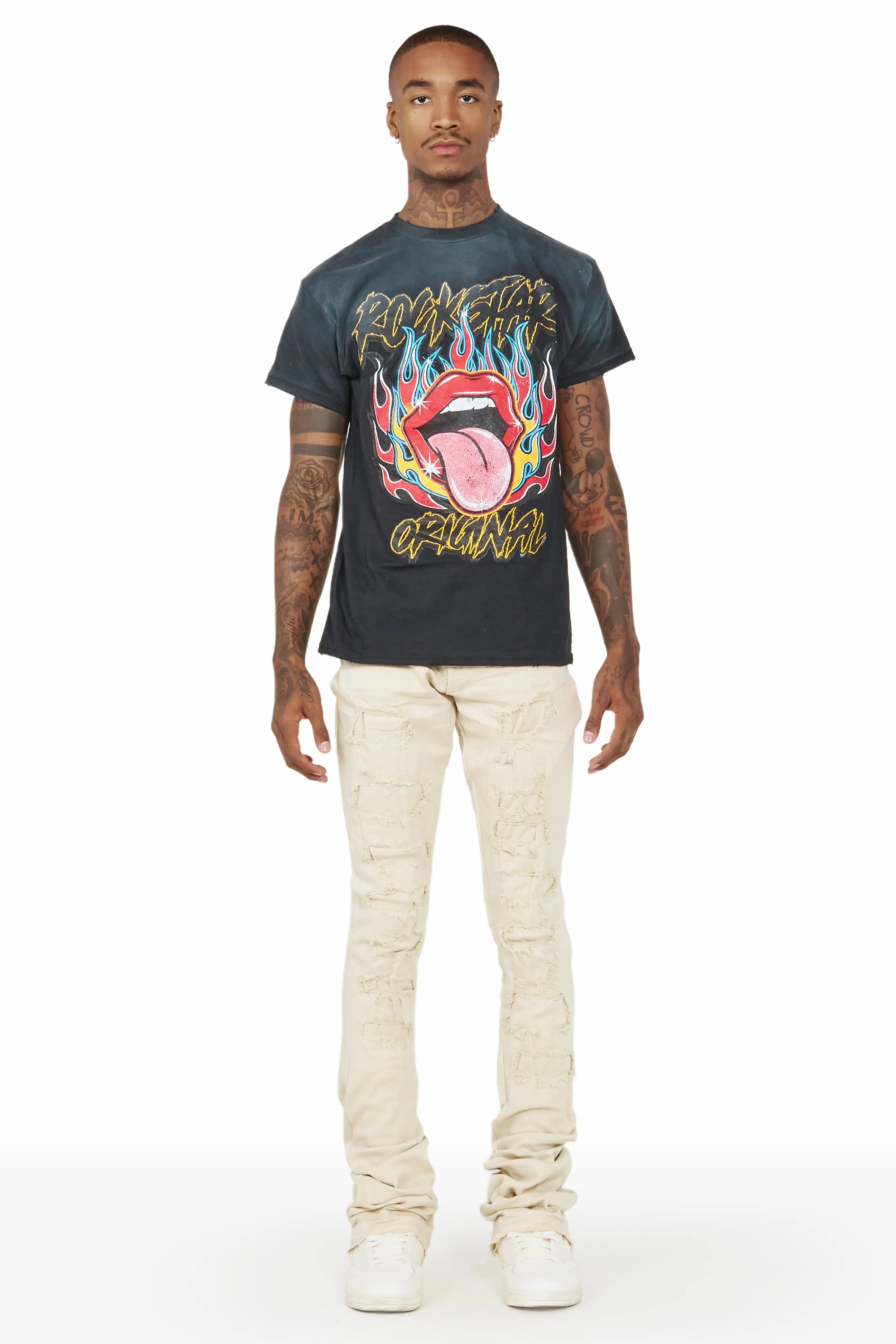 Badal Sand Super Stacked Flare Jean