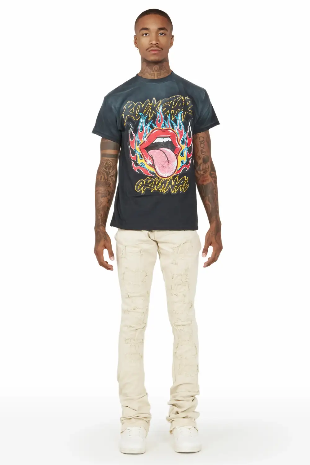 Badal Sand Super Stacked Flare Jean