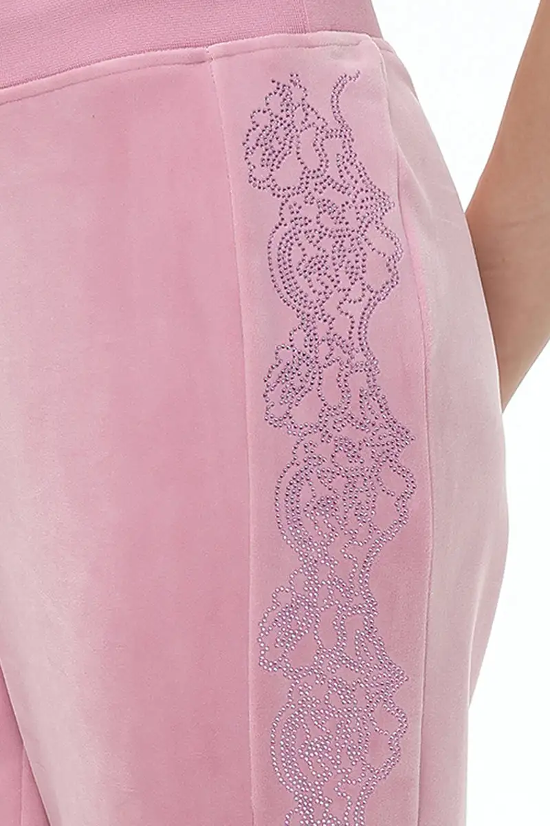 Lace Rhinestone Classic Track Pants