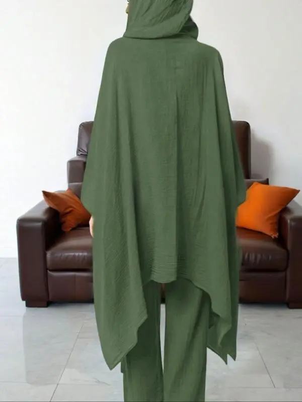 Women's Casual 2-Piece Set: Wide-Leg Pants + Loose Cardigan