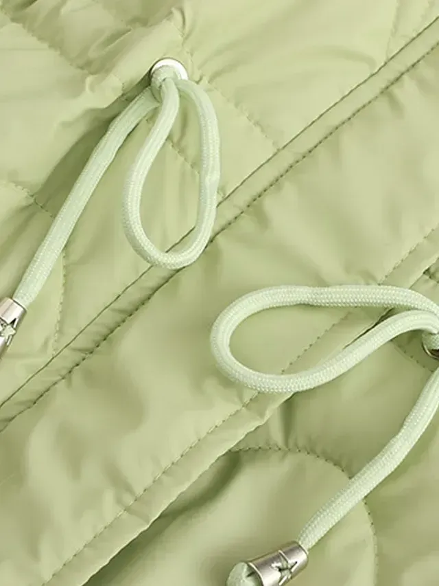 Women's Parka Puffer Jacket Winter Coat Thermal Warm Heated Coat with Removable Fur Collar Drawstring Zip up Hooded Coat Fall Outerwear with Pockets Classic Long Sleeve Light Blue Pink Black