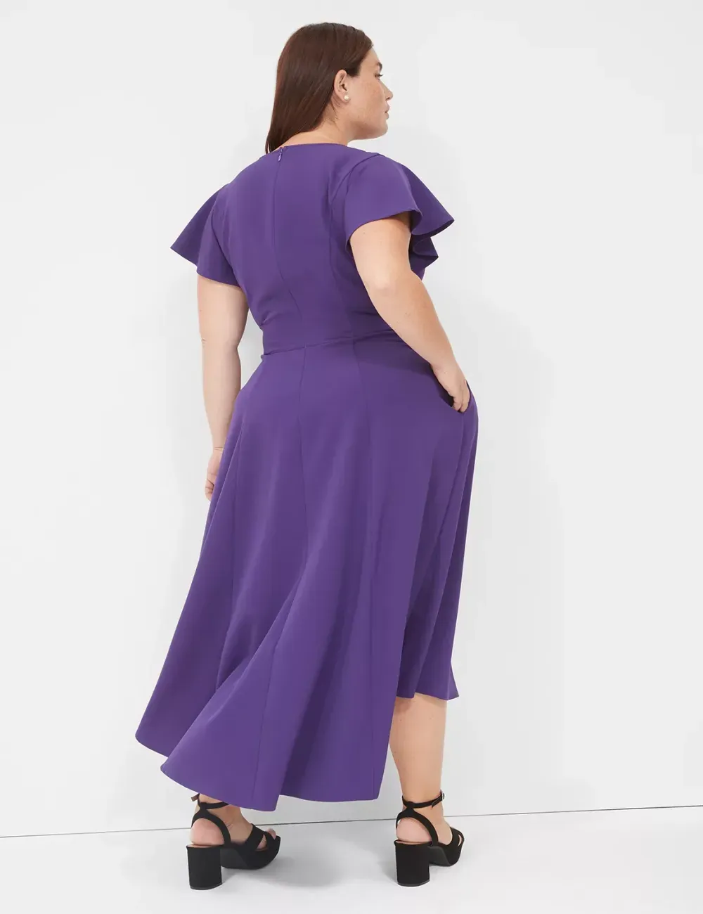 Lena V-Neck High-Low Midi Dress