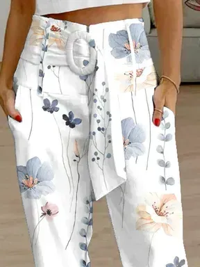 Casual Floral Loose Cargo Pants