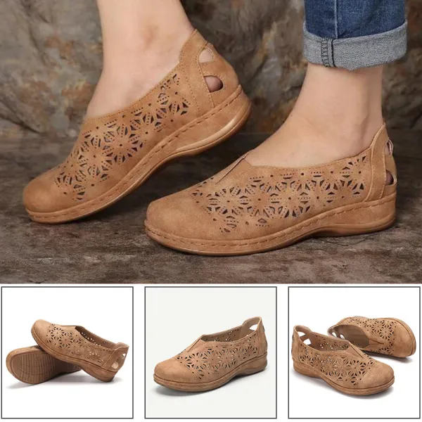 Women's Hollow Out Round Toe Flat Sandals