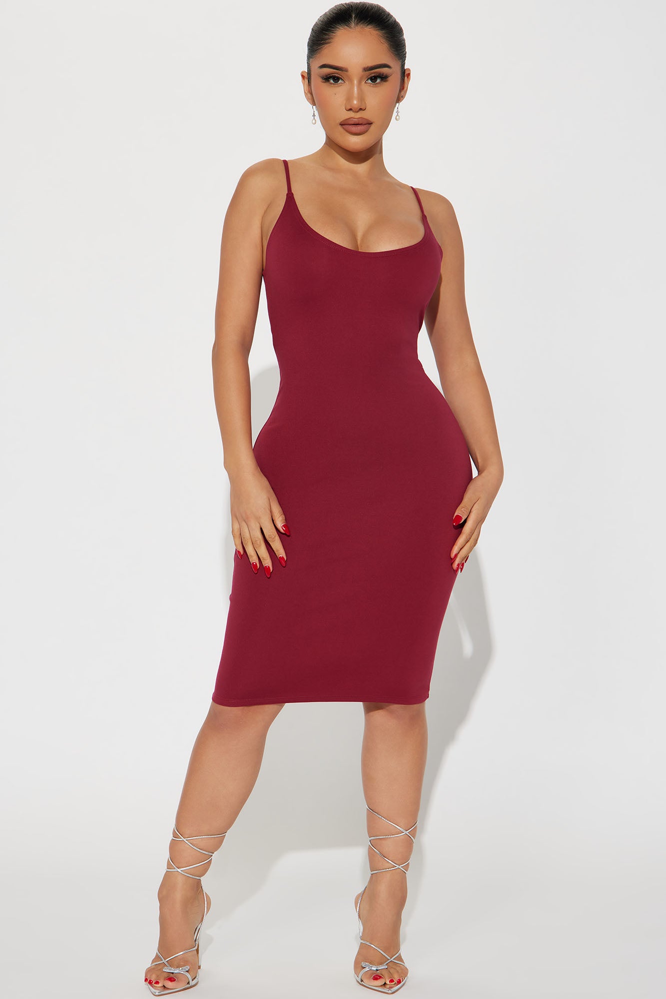 My Main Chic Midi Dress - Burgundy
