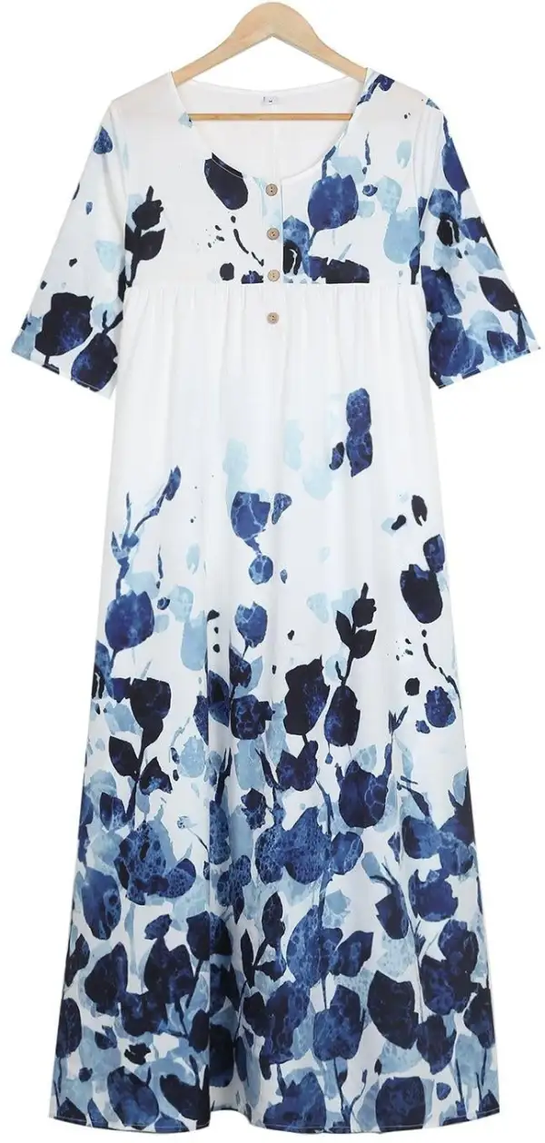 Popular Print Half Sleeve Midi Dress
