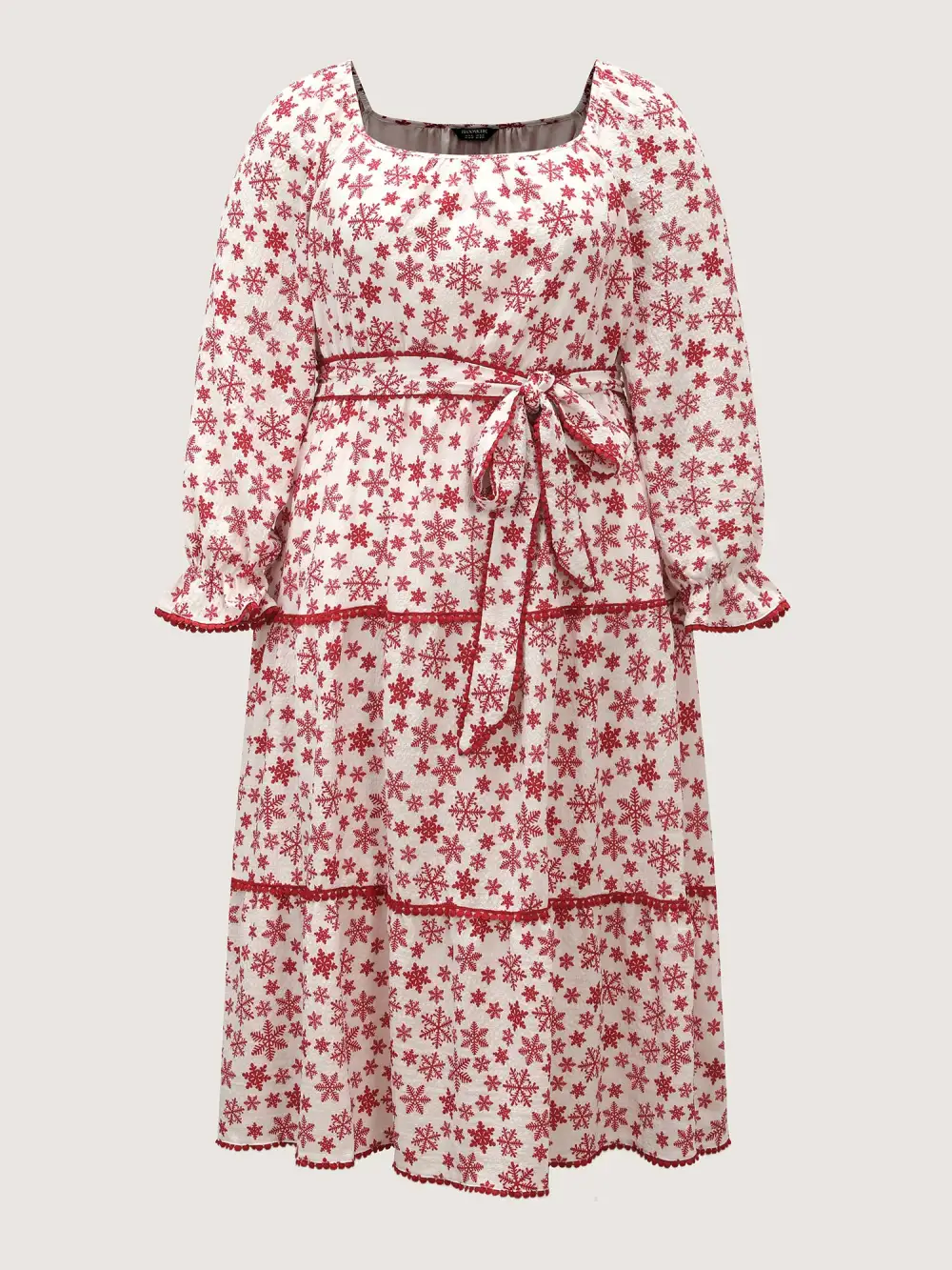 Boho Print Contrast Waist-Tie Maxi Dress