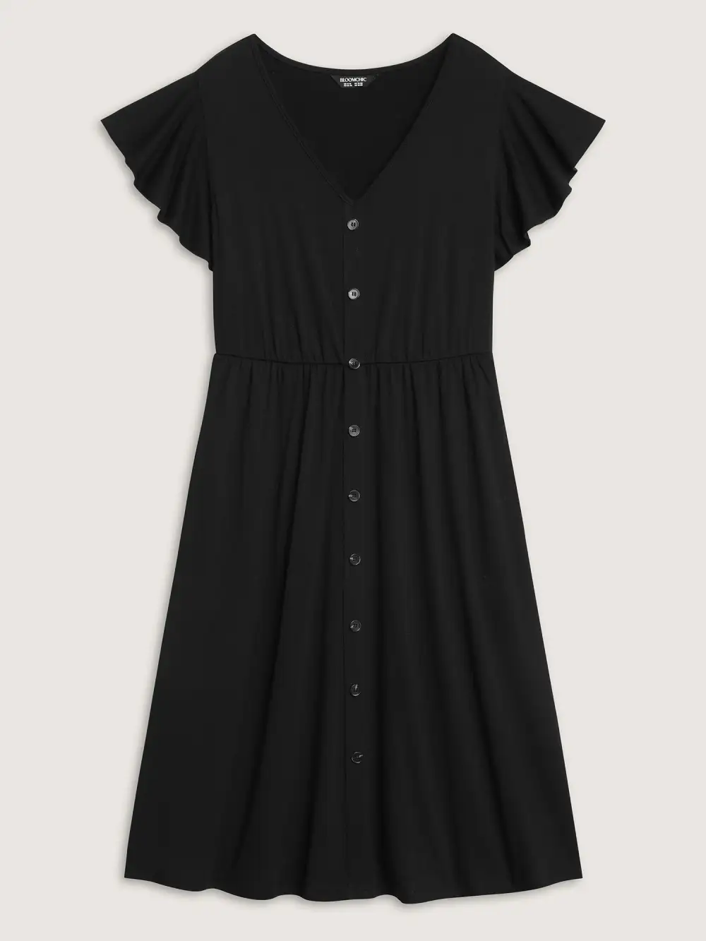 Supersoft Button Detail Deep V-Neck Midi Dress