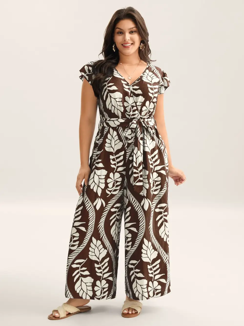 Large Floral Print Pockets Jumpsuit