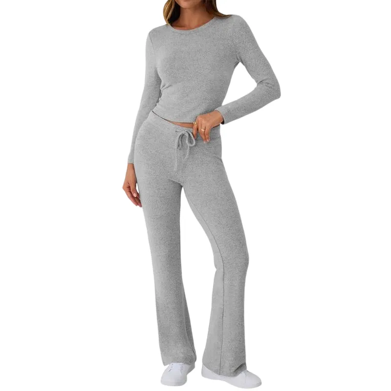 Women's Foldover Flare Leggings & Crop Top Set