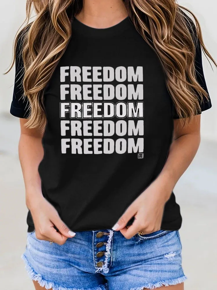 Freedom T-Shirt Pure Cotton Round-Neck Short-Sleeved Top