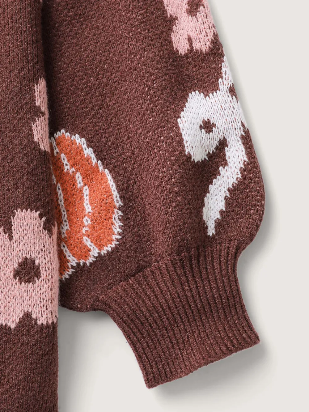 Pumpkin Print Ribbed Hem Pullover