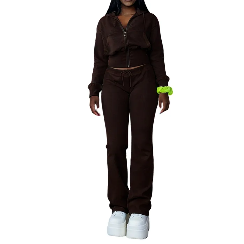 Women's Solid Waffle Knit Two-piece Set