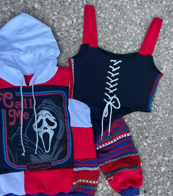 2 piece set hoodie sweater and tank how perfect and cozy piece for your Halloween day