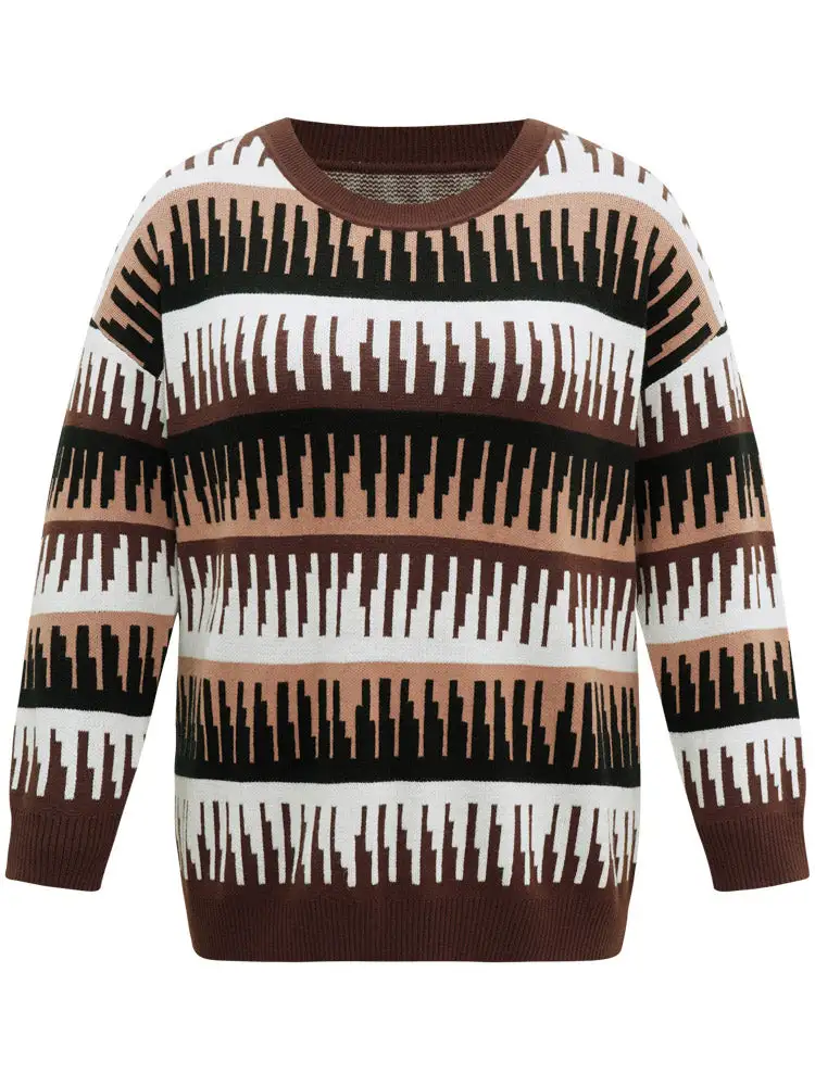 Supersoft Essentials Colorblock Geo Elastic Cuffs Pullover