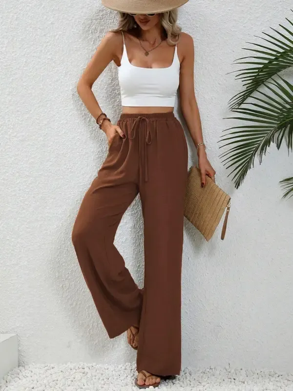 Women’s High Waist Wide Leg Pants with Pockets