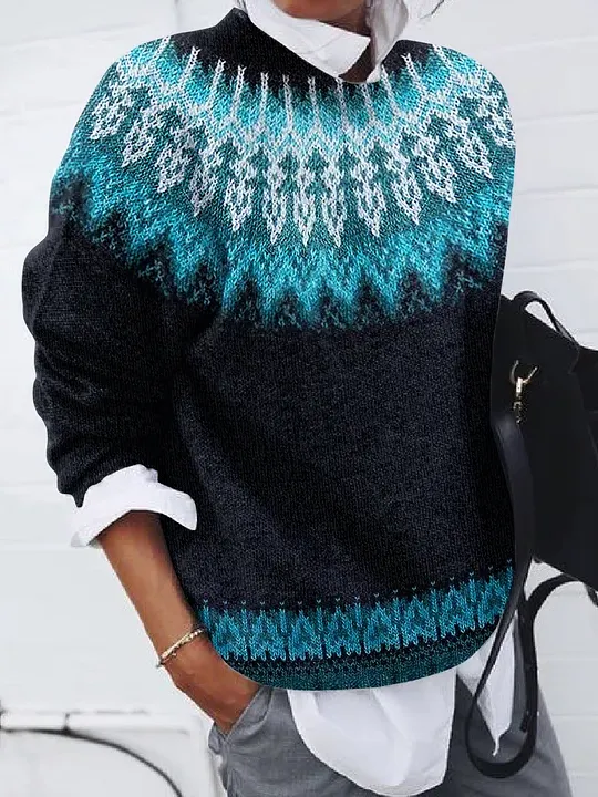 Abstract Simple Crew Neck Sweater