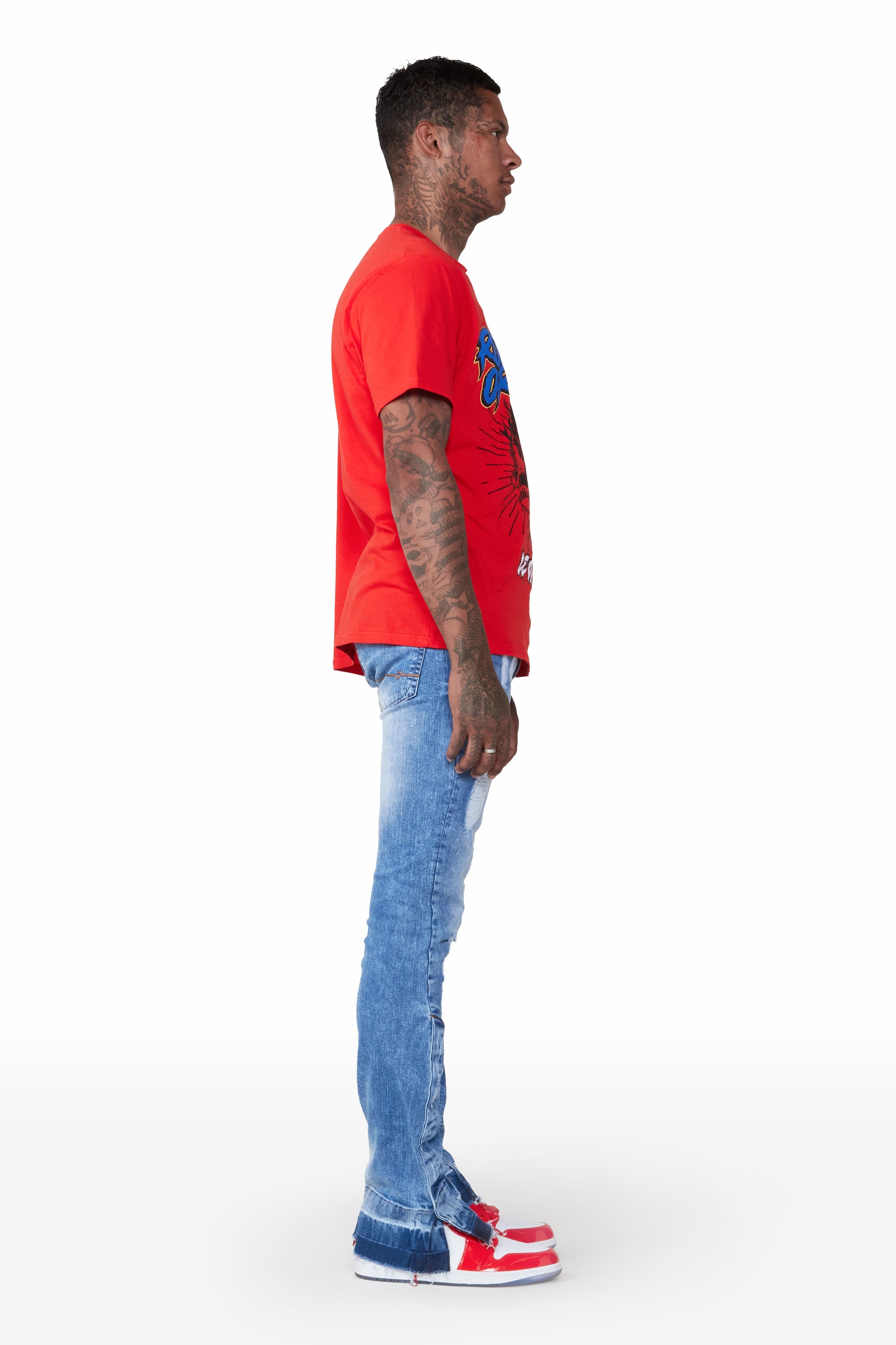 Zaul Blue Stacked Flare Jean