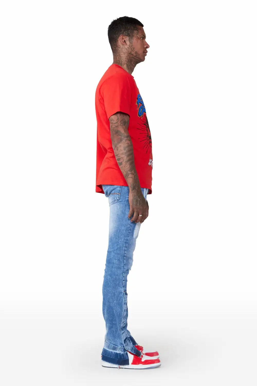 Zaul Blue Stacked Flare Jean