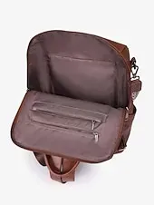 Women's Vintage Faux Leather Backpack with Tassel and Adjustable Geometric Strap – Casual Multi-pocket Travel Bag