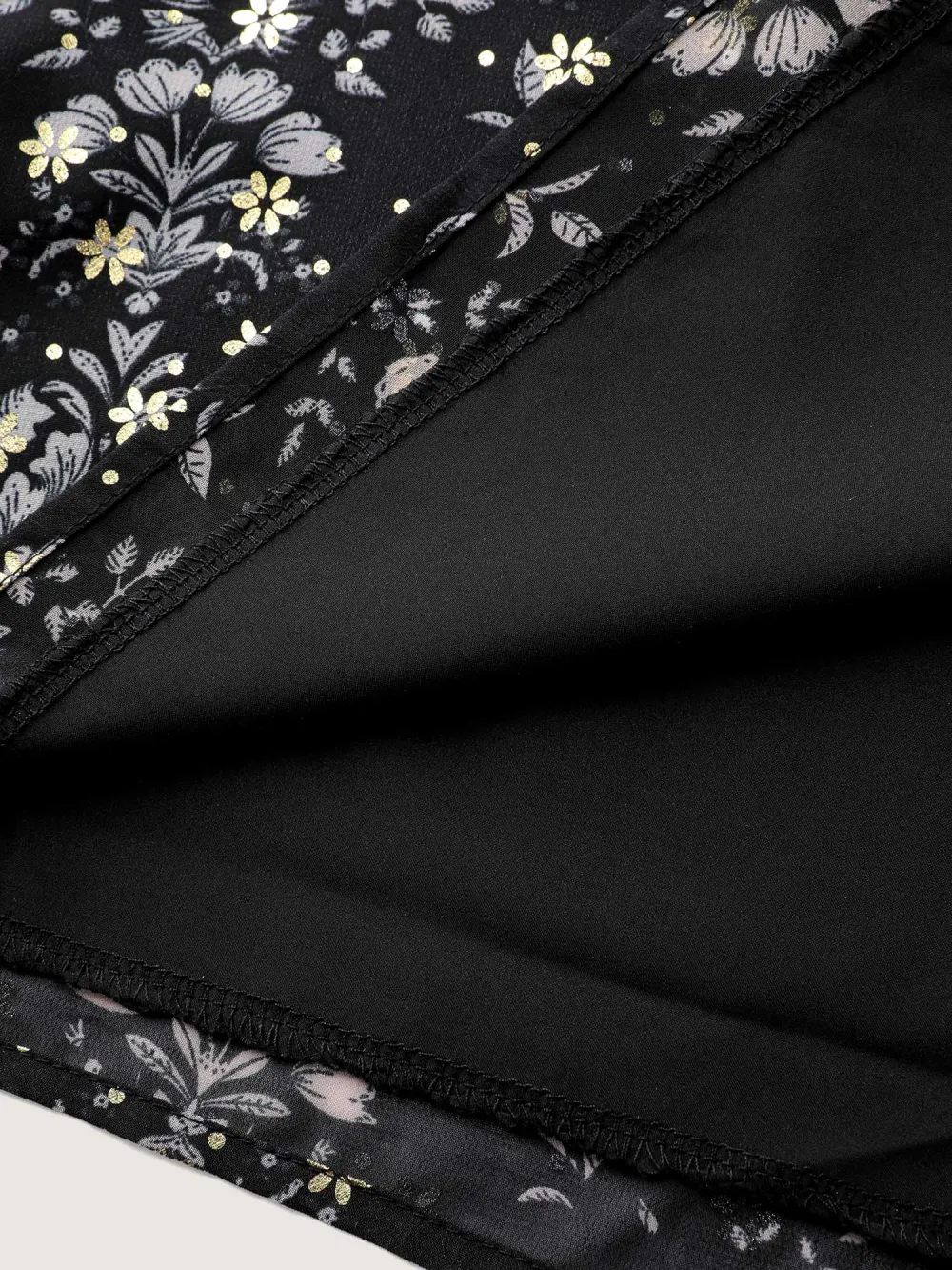 Floral Sequin Ruffled Edge Blouse