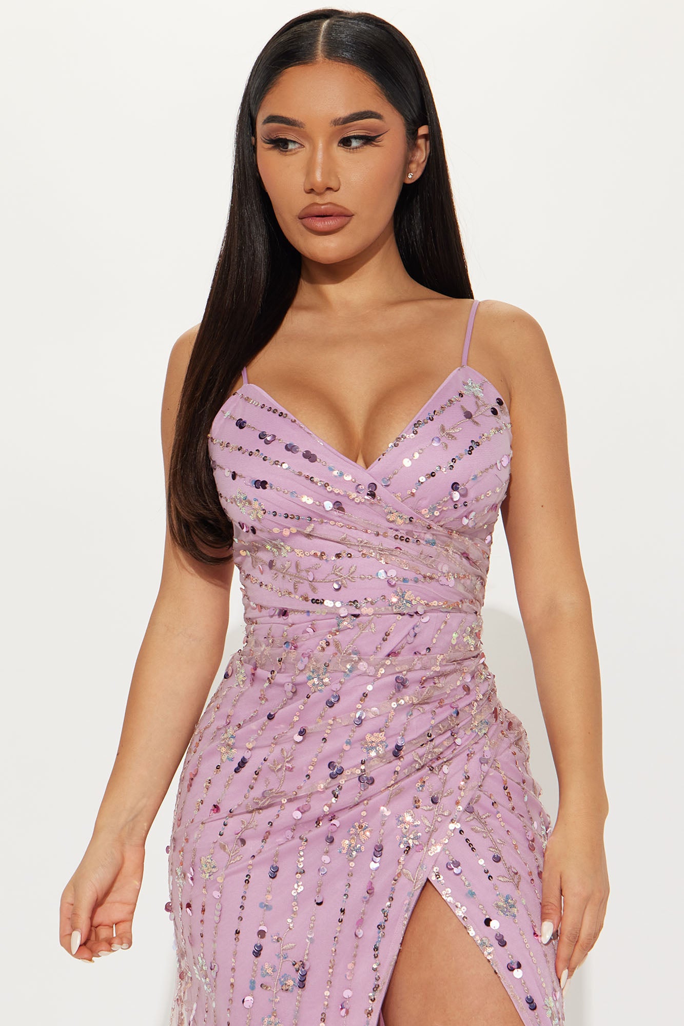 Lucky Girl Sequin Maxi Dress - Mauve