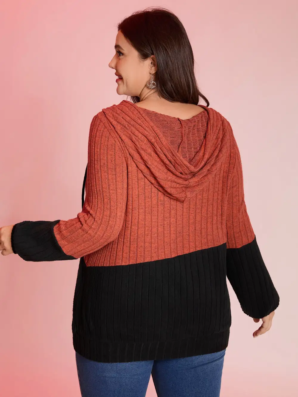 Color Block Half-Zipper Hoodie