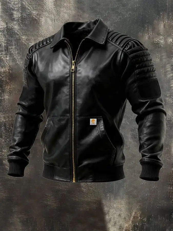 Men's Vintage Leather Patchwork Jacket