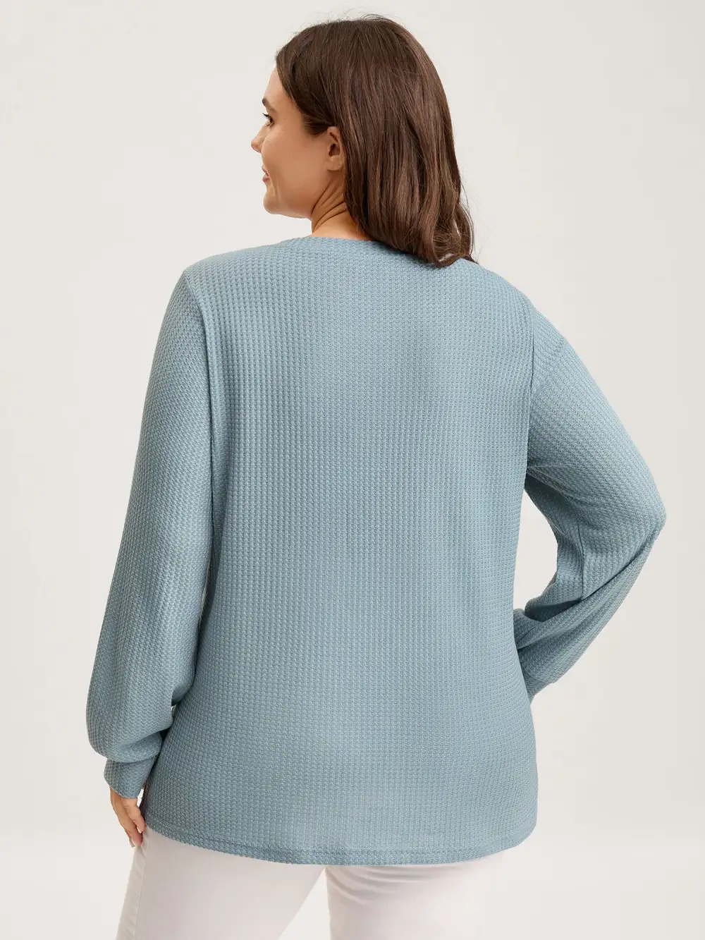 Waffle Spliced Floral Lace Sweatshirt