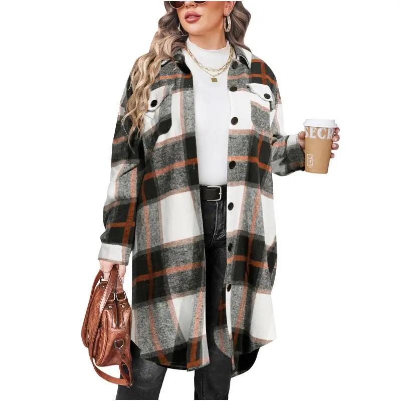 Women's Plus Size Flannel Plaid Shirt