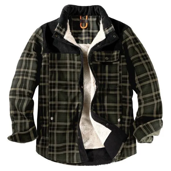 Men's Flannel Stitched Cotton Jacket Warm Top